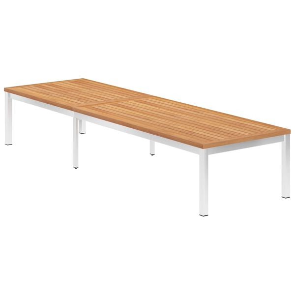 vidaXL Z&aacute;hradn&eacute; ležadlo teakov&yacute; mas&iacute;v a nehrdzavej&uacute;ca oceľ