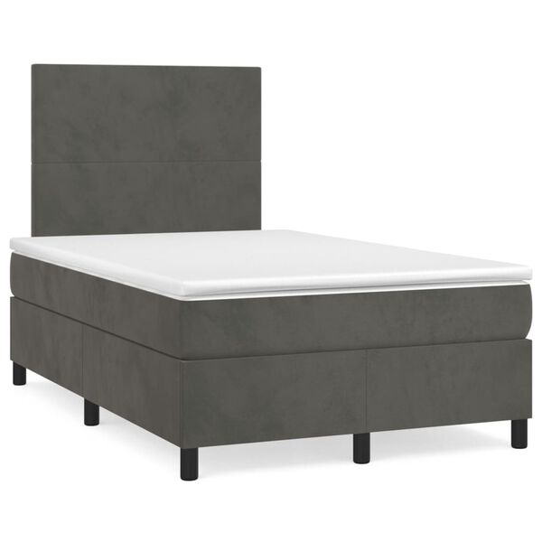 vidaXL Posteľn&yacute; r&aacute;m boxspring s matracom tmavosiv&yacute; 90x190 cm zamat
