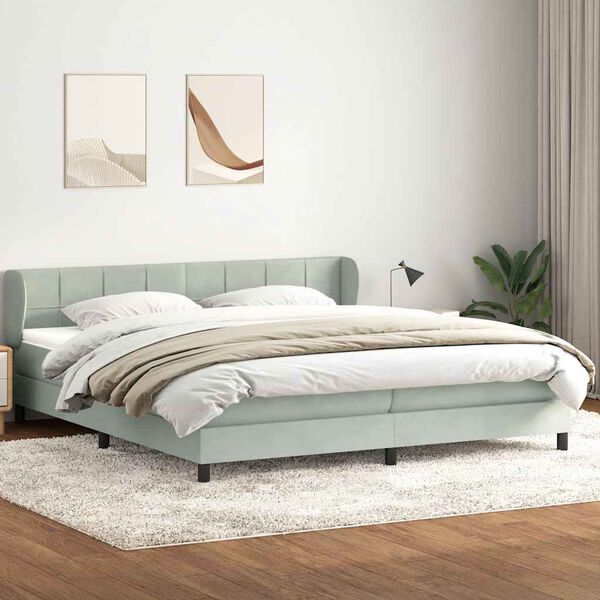 vidaXL Box Spring Posteľ s matracmi Svetlosiv&aacute; 180x210 cm Zamat