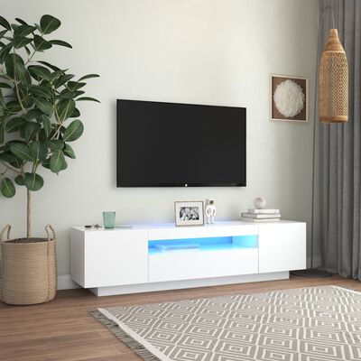 vidaXL TV skrinka s LED svetlami biela 160x35x40 cm