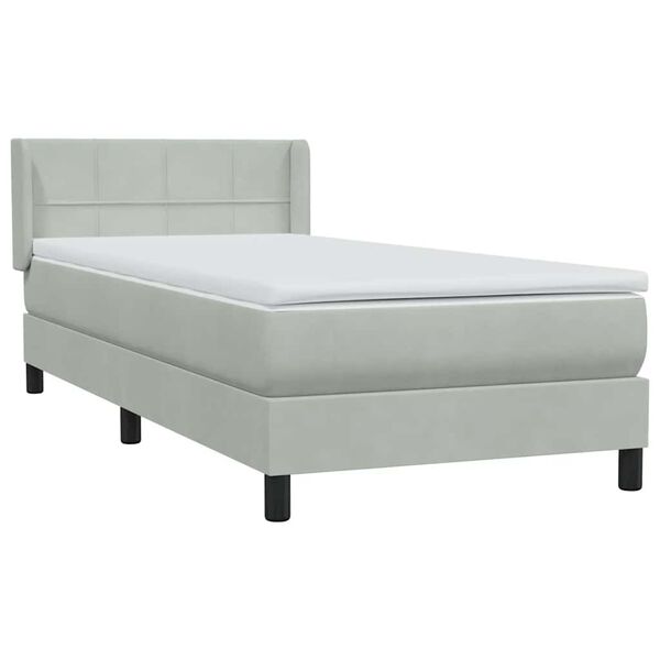 vidaXL Posteľn&yacute; r&aacute;m boxspring s matracom Svetlosiv&aacute; 80x210 cm zamat