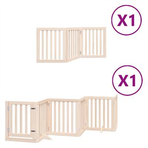 vidaXL Br&aacute;na pre psa s dverami skladacia 9 panely 450cm topoľov&eacute; drevo