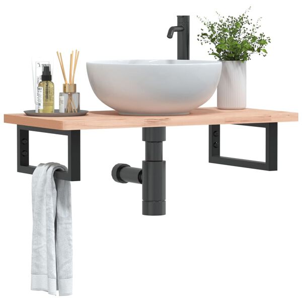 vidaXL Policové konzoly na umývadlo 2 ks, čierne, obdĺžnikové, oceľ