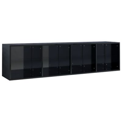 vidaXL Knižnica/TV skrinka, lesklá čierna 36x30x143cm kompozitné drevo