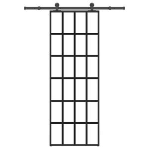 vidaXL Posuvn&eacute; dvere s kovan&iacute;m 76x205 cm ESG sklo a hlin&iacute;k
