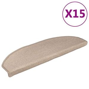 vidaXL Schodov&eacute; rohože 15 ks 56x17x3 cm b&eacute;žov&eacute;, polkruhov&eacute;
