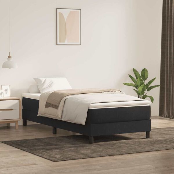 vidaXL Posteľn&yacute; r&aacute;m boxspring s matracom čierny 80x220 cm zamat