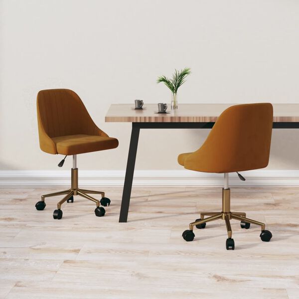 vidaXL Otočn&eacute; jed&aacute;lensk&eacute; stoličky 2 ks hned&eacute; zamatov&eacute;