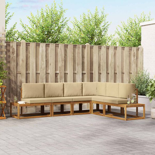 vidaXL Z&aacute;hradn&aacute; s&uacute;prava gaučov s vank&uacute;&scaron;om 6 Kus Pr&iacute;rodn&aacute; a b&eacute;žov&aacute;