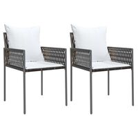 vidaXL Záhradné stoličky s vankúšmi 2 ks hnedé 54x61x83 cm polyratan