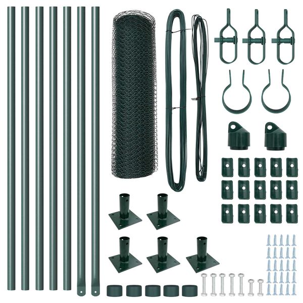 vidaXL Stĺp na plot. Zelená 10 x 0,5 m (25 mm sieť) Ocel a PVC