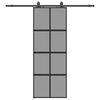 vidaXL Posuvn&eacute; dvere s kovan&iacute;m čierne 76x205 cm tvrden&eacute; sklo