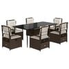 vidaXL 7-dielna záhradná jedálenská súprava a vankúše hnedá polyratan
