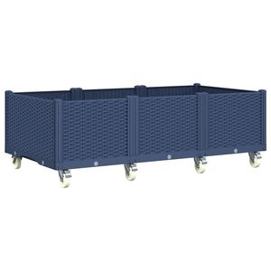 vidaXL Z&aacute;hradn&yacute; kvetin&aacute;č s kolieskami modrosiv&yacute; 150x80x54 cm PP