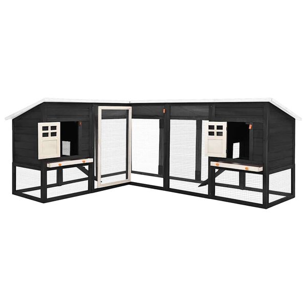 vidaXL Vonkajšia králikáreň s výbehom sivo-biela masívne jedľové drevo