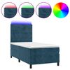 vidaXL Posteľn&yacute; r&aacute;m boxsping matrac a LED tmavomodr&yacute; 80x200 cm zamat