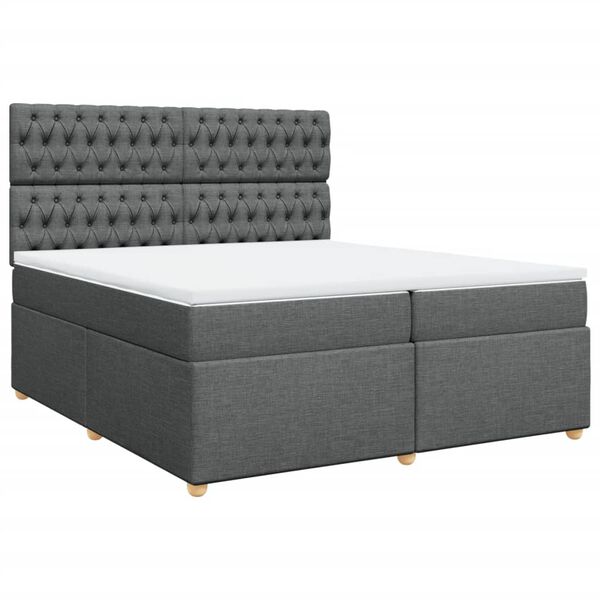 vidaXL Boxspring posteľ s matracom tmavosiv&aacute; 200x200 cm l&aacute;tka