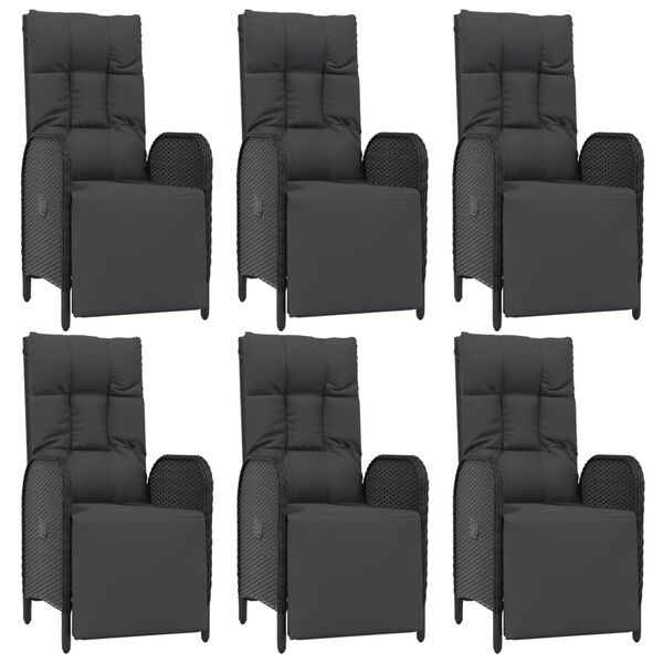 vidaXL 7-dielna záhradná jedálenská súprava a vankúše čierna polyratan