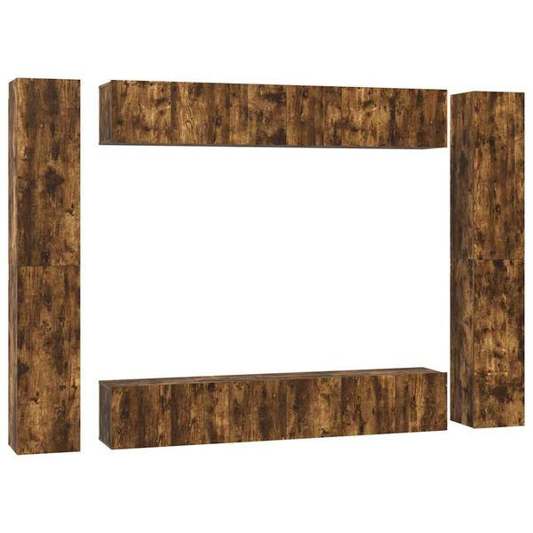 vidaXL 10-dielna s&uacute;prava TV skriniek dymov&yacute; dub spracovan&eacute; drevo