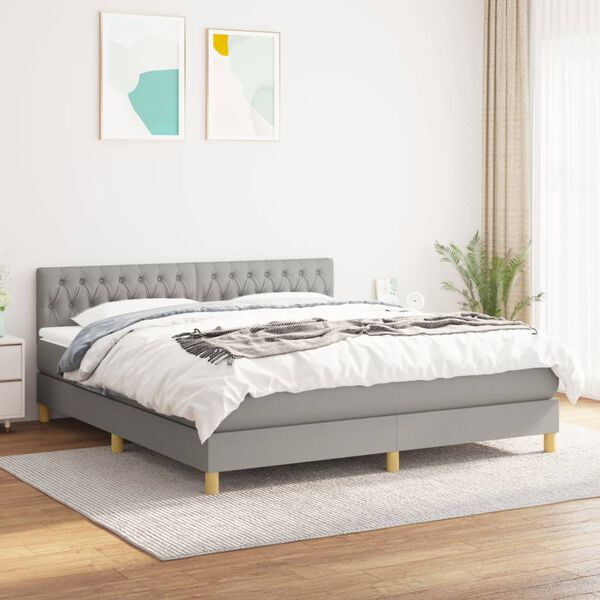 vidaXL Boxspring posteľ s matracom bledosiv&aacute; 180x200 cm l&aacute;tka