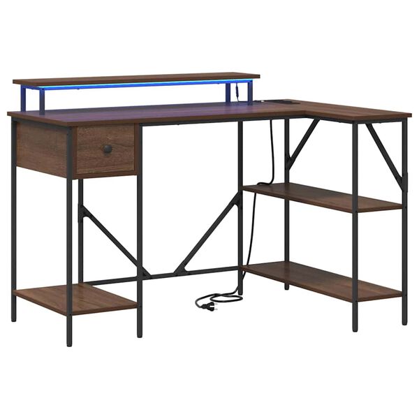 vidaXL St&ocirc;l so z&aacute;suvkou Hned&yacute; dub 120 x 79 x 86,5 cm Kompozitn&eacute; drevo