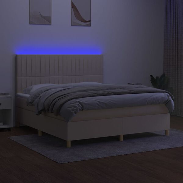 vidaXL Posteľ boxsping s matracom a LED kr&eacute;mov&aacute; 180x200 cm l&aacute;tka