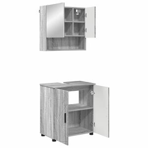 vidaXL Sada k&uacute;peľňov&eacute;ho n&aacute;bytku N&aacute;stenn&yacute; s &uacute;ložiskom 2 pcs Siv&yacute; Sonoma