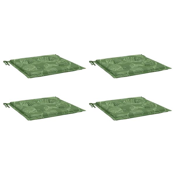 vidaXL Podložky na stoličku 4 ks vzor lístia 40x40x4 cm látka