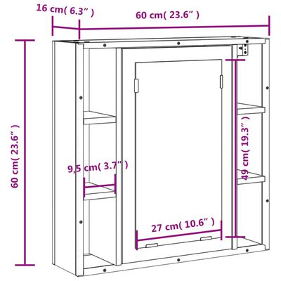 vidaXL Kúpeľňová skrinka so zrkadlom hnedý dub 60x16x60cm komp. drevo