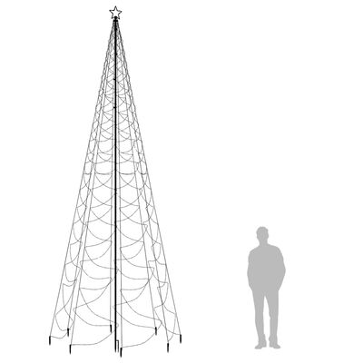 vidaXL Vianočný stromček s kovovým stĺpikom 1400 LED, farebný 5 m