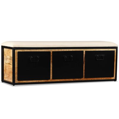 vidaXL Úložná lavica s 3 zásuvkami, masívne mangovníkové drevo, 120x30x40 cm