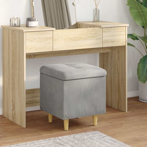 vidaXL &Uacute;ložn&yacute; taburet s vank&uacute;&scaron;om Svetlosiv&aacute; 40 x 40 x 45 cm Zamat