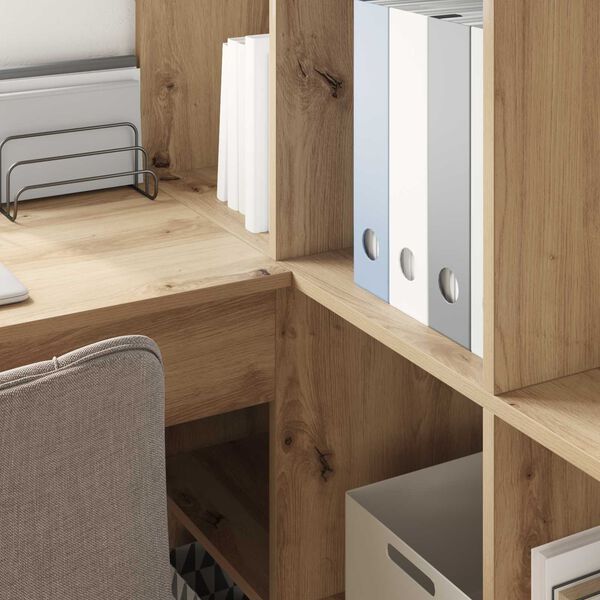 vidaXL Rohov&yacute; st&ocirc;l s poličkou Remeseln&yacute; dub 101,5 x 149,5 x 149,5 cm