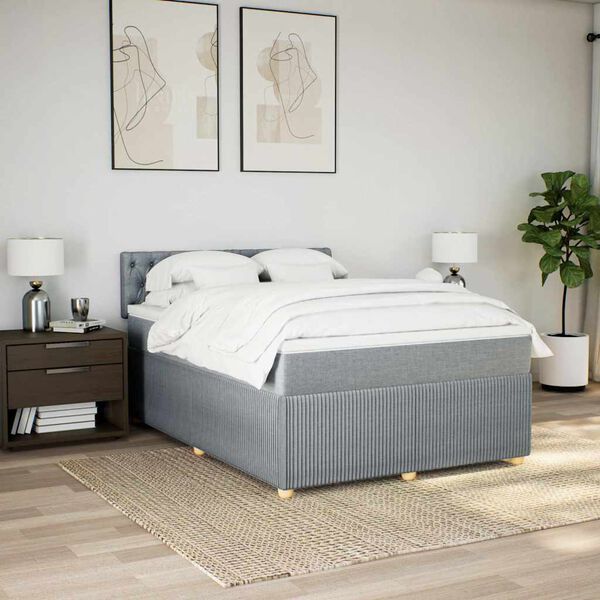 vidaXL Boxspring posteľ s matracom svetlosiv&aacute; 100x200 cm l&aacute;tka