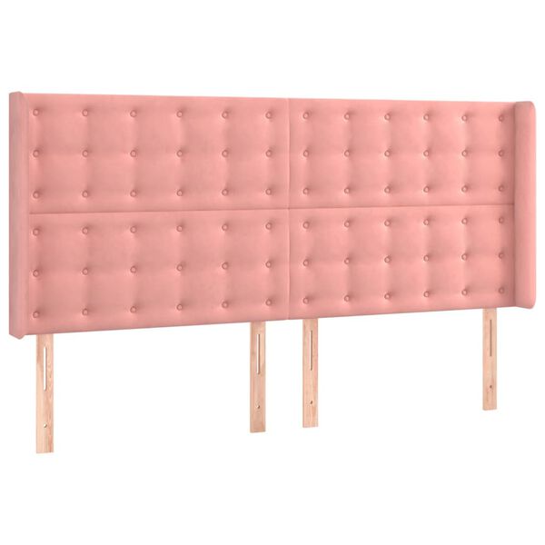 vidaXL Čelo postele s LED ružov&eacute; 183x16x118/128 cm zamat