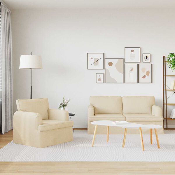 vidaXL Sada pohoviek 2 pcs Kr&eacute;mov&aacute; 162 x 80 x 85 cm l&aacute;tka