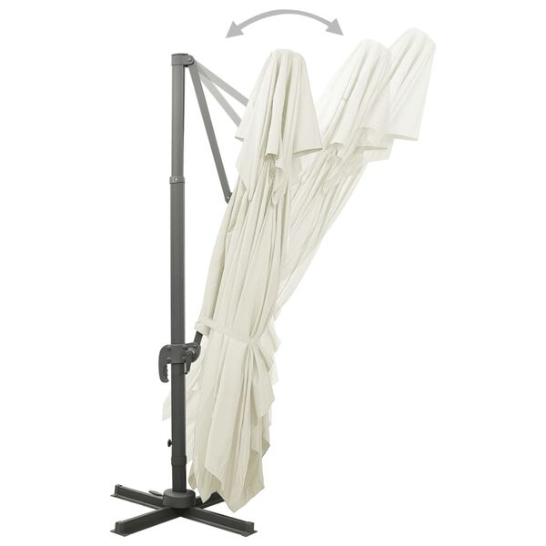 vidaXL Konzolový záhradný slnečník s dvojitou doskou, pieskový 400x300 cm