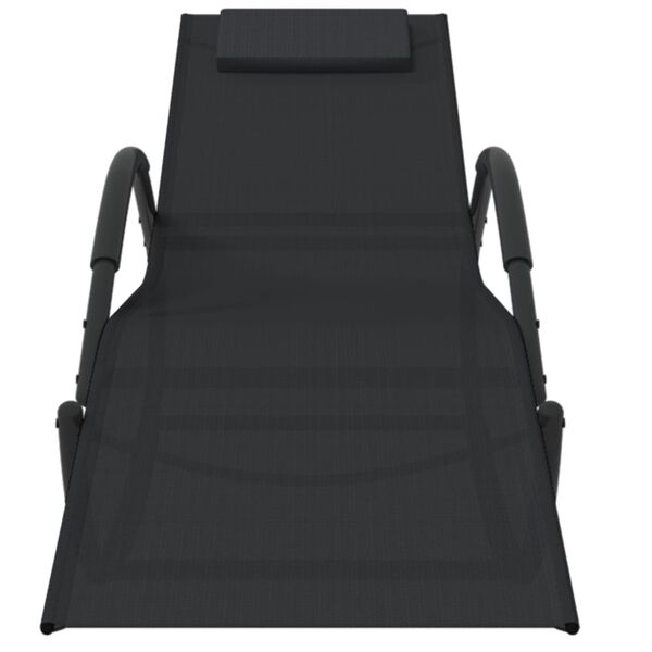 vidaXL Hojdacie z&aacute;hradn&eacute; ležadl&aacute; 2 ks čierne oceľ a textil&eacute;n