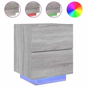 vidaXL Nočn&yacute; stol&iacute;k s LED svetlami siv&yacute; dub sonoma kompozitn&eacute; drevo