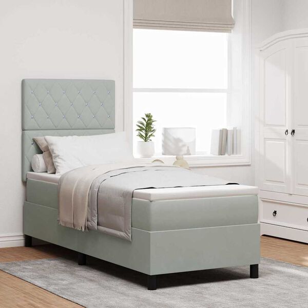 vidaXL Posteľ s pružinov&yacute;m r&aacute;mom Svetlosiv&aacute; 80 x 200 cm l&aacute;tka