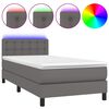 vidaXL Boxspring posteľ s matracom a LED siv&aacute; 80x200 cm umel&aacute; koža