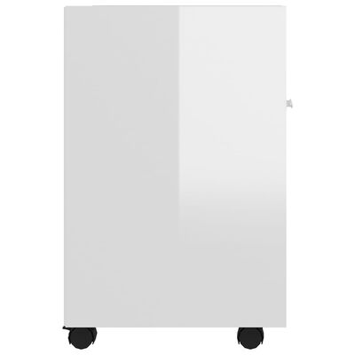 vidaXL Príručná skrinka+kolieska, lesklá biela 33x38x60 cm
