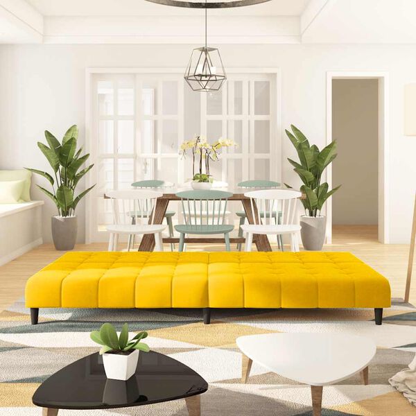 vidaXL 2-miestna rozkladacia pohovka, žltá, zamat