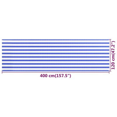vidaXL Balkónová markíza modrá a biela 120x400 cm HDPE