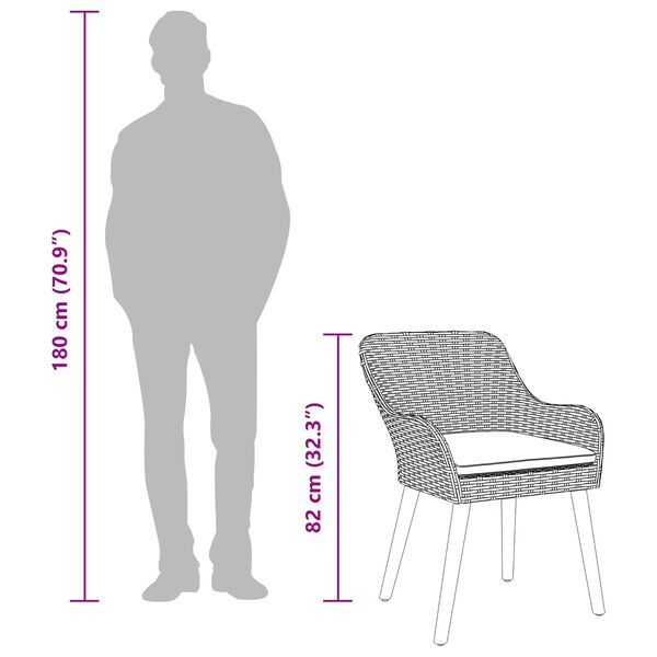 vidaXL Záhradný jedálenský set s vankúšom 7 pcs Čierna polyratan