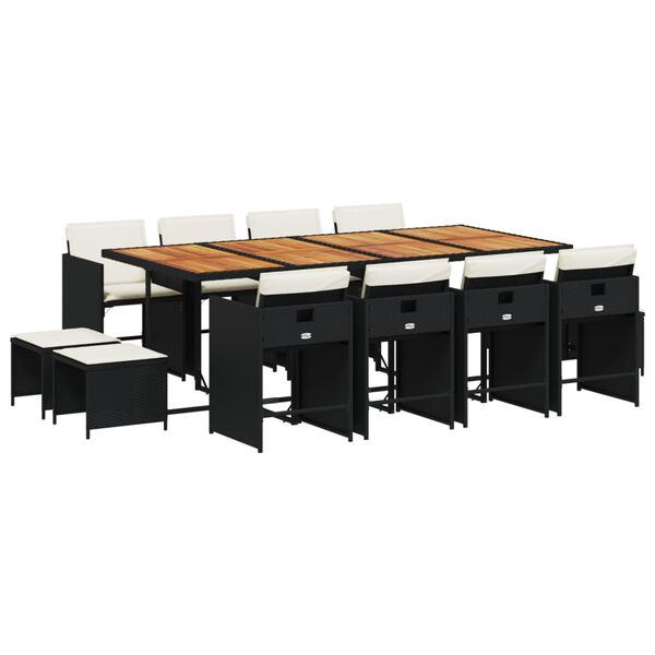 vidaXL 13-dielna z&aacute;hr. jed&aacute;lensk&aacute; s&uacute;prava s vank&uacute;&scaron;mi čierna polyratan