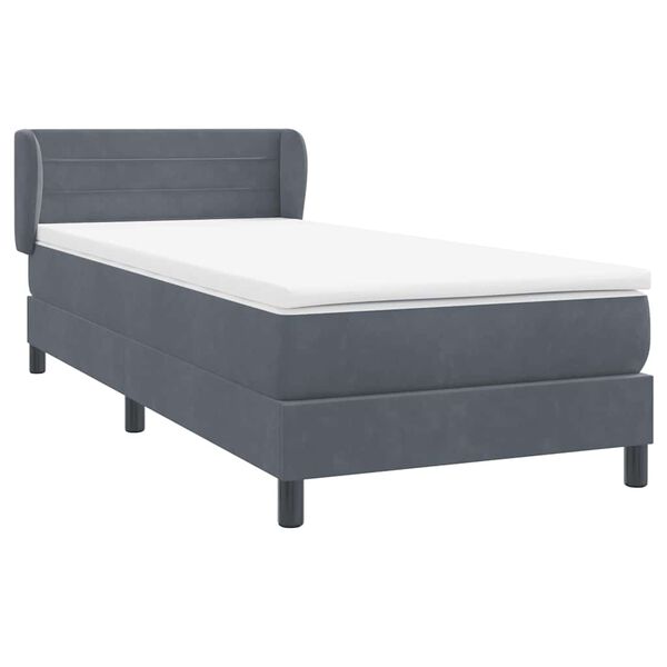 vidaXL Posteľn&yacute; r&aacute;m boxspring s matracom tmavosiv&yacute; 90x210 cm zamat