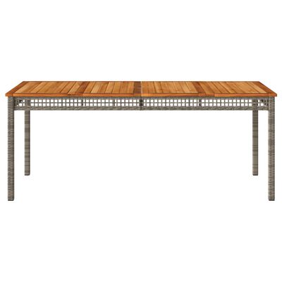 vidaXL Záhradný stôl sivý 180x90x75 cm polyratan akáciové drevo