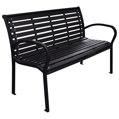 vidaXL Záhradná lavička čierna 116 cm oceľ a WPC