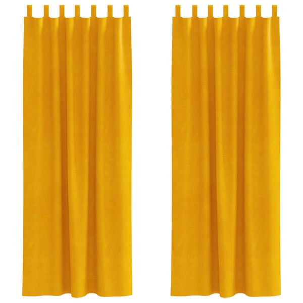 vidaXL Zatemňovacie z&aacute;vesy 2 pcs Horčicov&aacute; žlt&aacute; 140 x 245 cm Zamat
